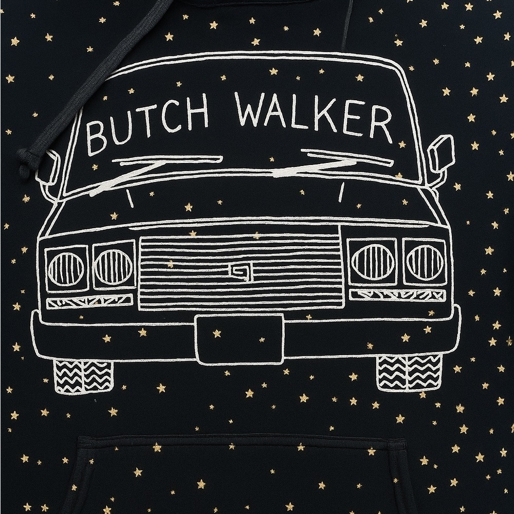 Butch Walker Tour Hoodie XS Black Gold Star Print Rare Show Only 2008 Tour Merch - Picture 2 of 5